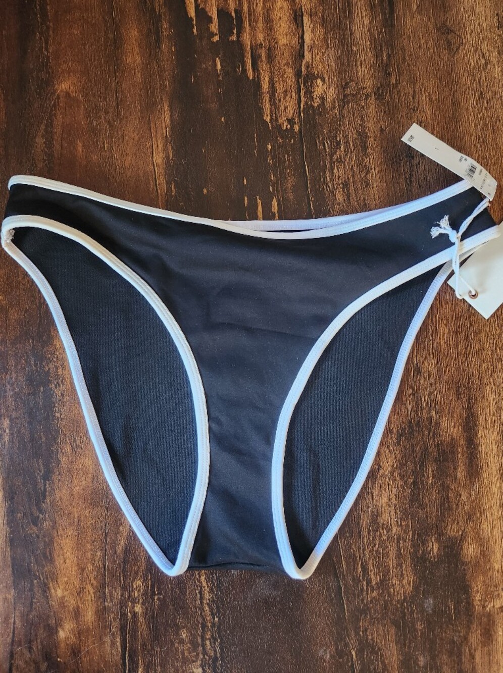 Good American Better Bikini Bottom Black White L NWT